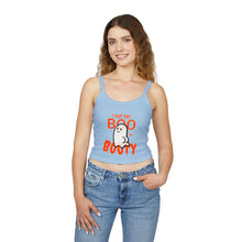 Load image into Gallery viewer, Halloween Ghost Spaghetti Strap Tank Top, Cute Spooky Top, Women&#39;s Casual Wear, Boo in Booty Tank, Fun Halloween Outfit, Halloween [...]

