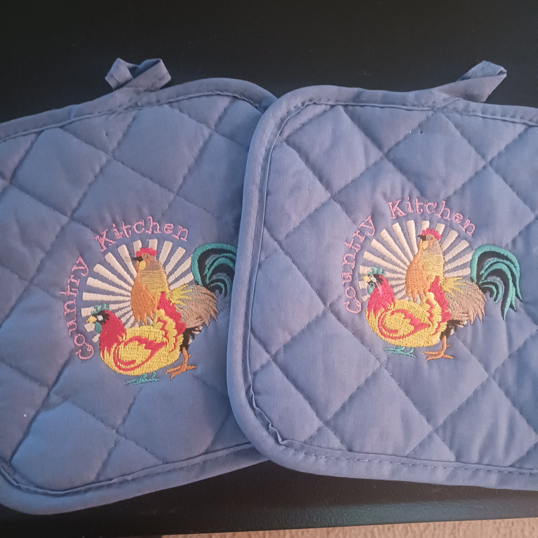 Country Kitchen Theme Chickens and Roosters, Pot Holders