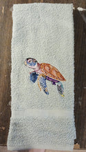 Load image into Gallery viewer, Embroidered Hand Towel Sea Turtle Love, Unique Gift
