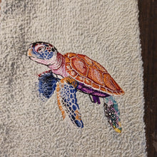 Load image into Gallery viewer, Embroidered Hand Towel Sea Turtle Love, Unique Gift
